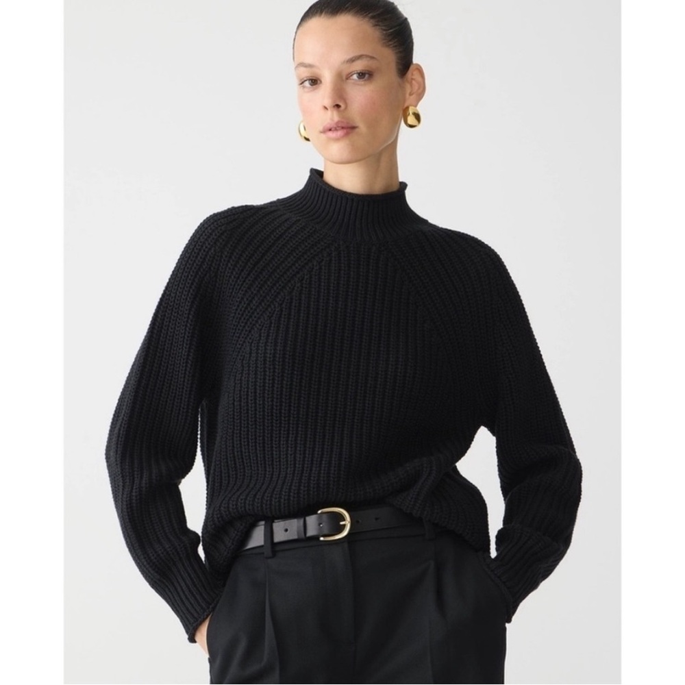 J. Crew Black Relaxed Rollneck Sweater Size Medium Women